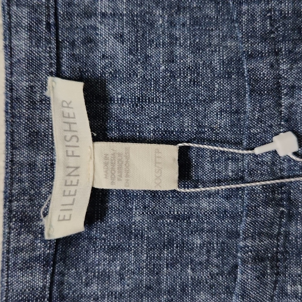 NWT Eileen Fisher Hemp Organic Cotton Chambray Ballet Neck Box Top. Size XXS - Picture 7 of 9
